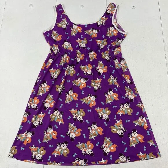 Vintage Rare Amy Sue Purple Laurel & Hardy All Over Print Dress Womens Size M - Picture 8 of 8